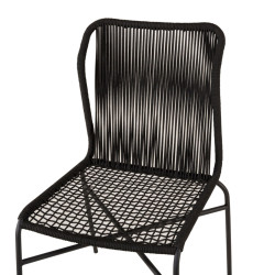 Lot de 4 chaises de jardin en corde noire PIURA