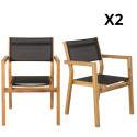 Lot de 2 chaises de jardin avec accoudoirs en bois CLAYA