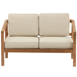 Canapé extérieur 2 places en bois avec coussins beige COLONIO