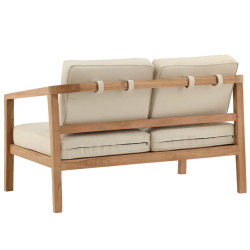 Canapé extérieur 2 places en bois avec coussins beige COLONIO