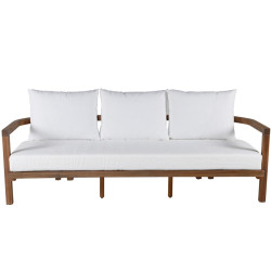 Canapé extérieur 3 places en bois avec coussins blancs SANAR