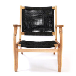 Fauteuil extérieur en bois naturel et corde noire ANACO