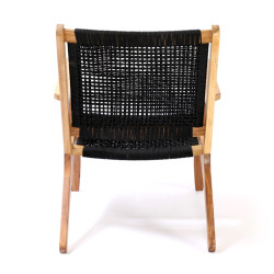 Fauteuil extérieur en bois naturel et corde noire ANACO