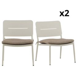 Lot de 2 petits fauteuils extérieur en métal beige GUAYANO