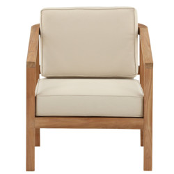 Fauteuil extérieur en bois coussin beige CABELLO