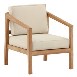 Fauteuil extérieur en bois coussin beige CABELLO