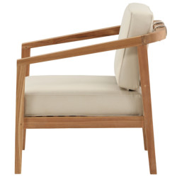 Fauteuil extérieur en bois coussin beige CABELLO