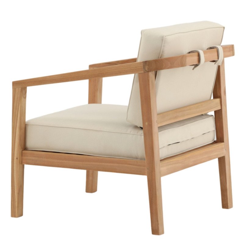 Fauteuil extérieur en bois coussin beige CABELLO