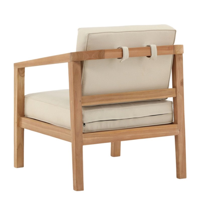 Fauteuil extérieur en bois coussin beige CABELLO