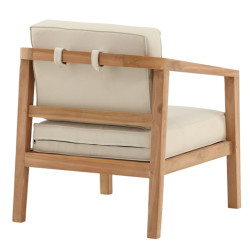 Fauteuil extérieur en bois coussin beige CABELLO