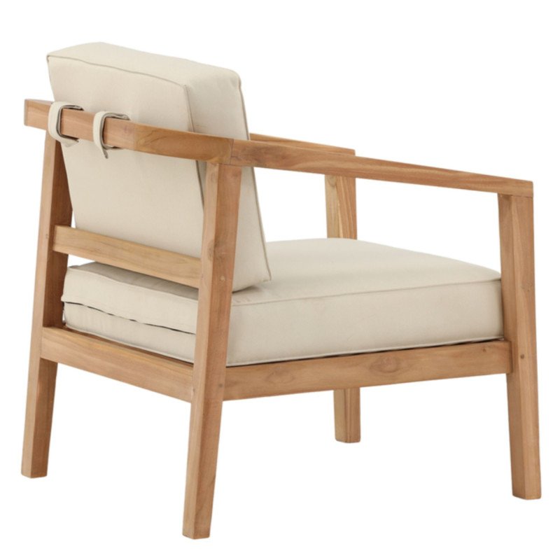 Fauteuil extérieur en bois coussin beige CABELLO