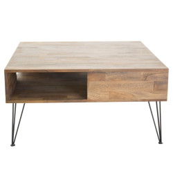 Table basse en bois avec pieds en métal noir GIADA