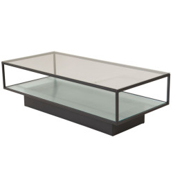 Table basse moderne en métal avec plateau en verre MAGDA