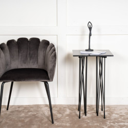 Table d'appoint moderne marbrée en métal noir SUSAN