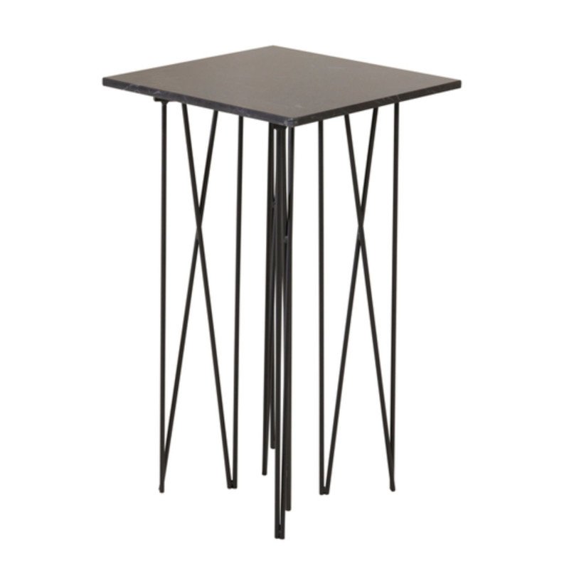 Table d'appoint moderne marbrée en métal noir SUSAN