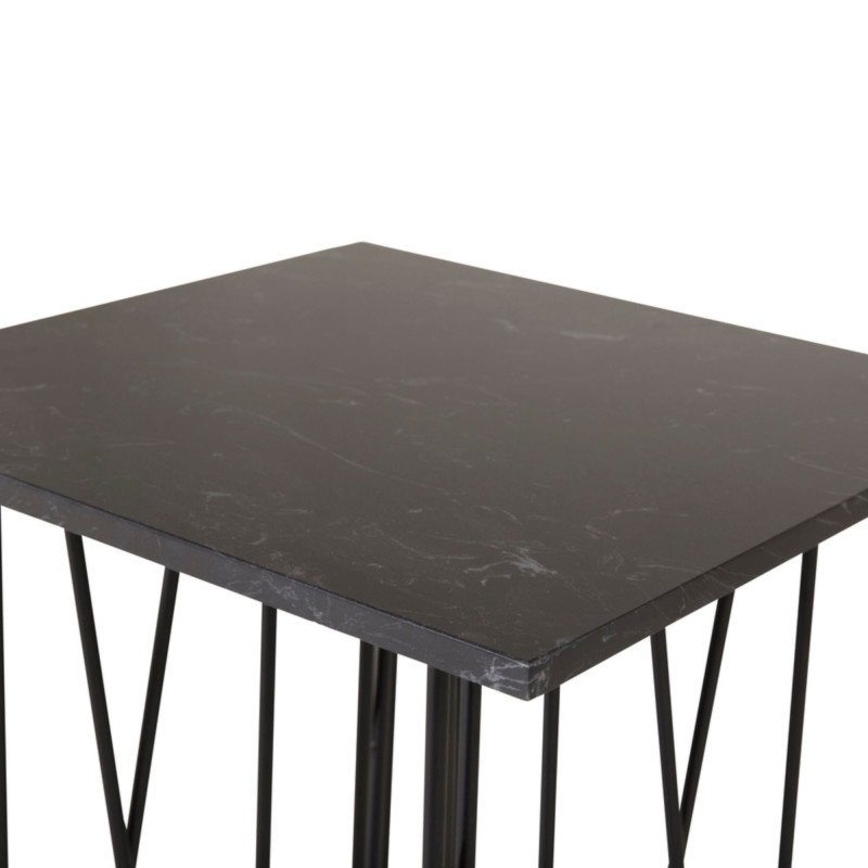 Table d'appoint moderne marbrée en métal noir SUSAN