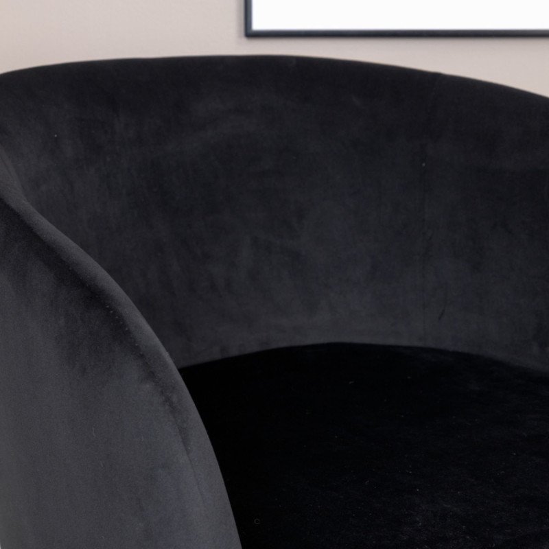 Fauteuil élégant et moderne en velours noir FLOBBY