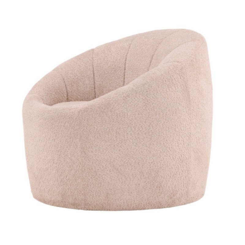 Fauteuil moderne en tissu bouclé beige ANTOINE