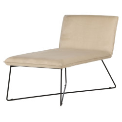 Chaise longue scandinave en velours beige JENNY