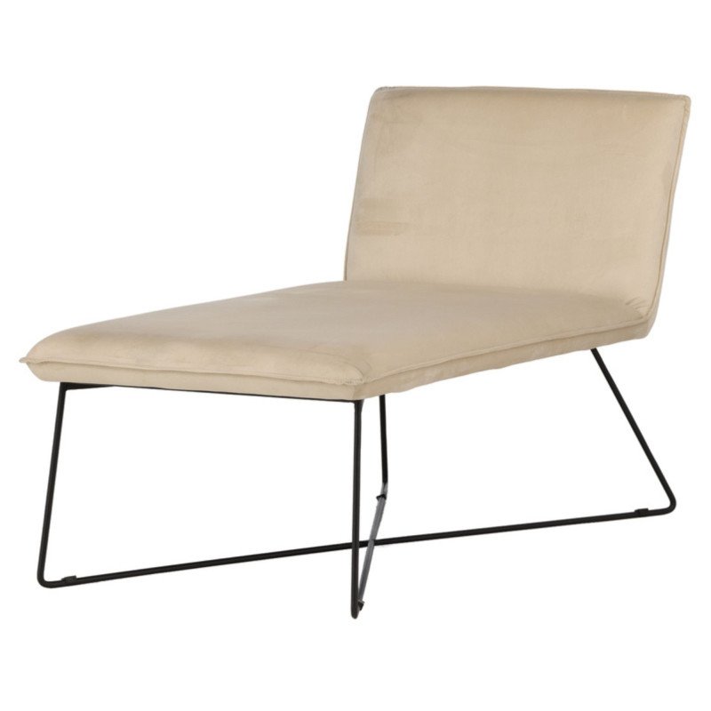 Chaise longue scandinave en velours beige JENNY