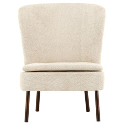 Fauteuil en tissu bouclé beige avec pieds en métal HALMO