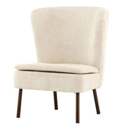 Fauteuil en tissu bouclé beige avec pieds en métal HALMO