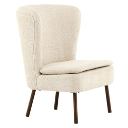 Fauteuil en tissu bouclé beige avec pieds en métal HALMO