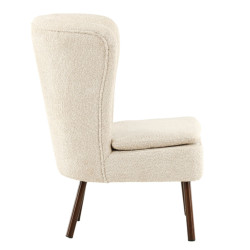 Fauteuil en tissu bouclé beige avec pieds en métal HALMO