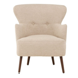 Fauteuil moderne en tissu bouclé beige LUCIEN