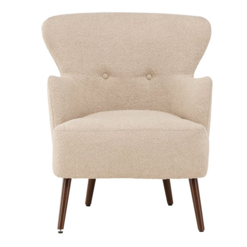 Fauteuil moderne en tissu bouclé beige LUCIEN