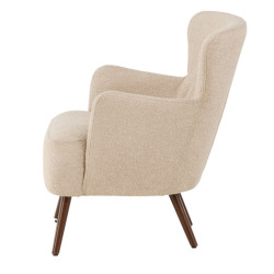 Fauteuil moderne en tissu bouclé beige LUCIEN