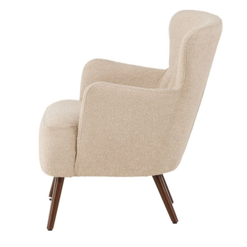 Fauteuil moderne en tissu bouclé beige LUCIEN