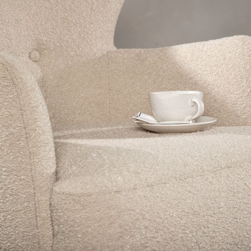 Fauteuil moderne en tissu bouclé beige LUCIEN