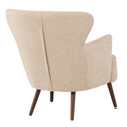 Fauteuil moderne en tissu bouclé beige LUCIEN