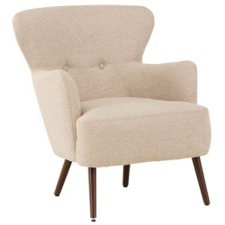 Fauteuil moderne en tissu bouclé beige LUCIEN