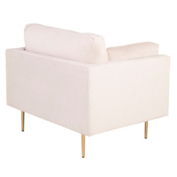 Fauteuil en velours côtelé beige avec pieds en métal doré ROMEO