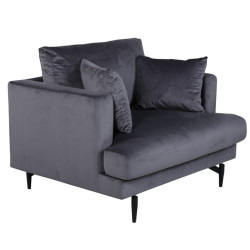 Fauteuil minimaliste gris foncé en velours MANU