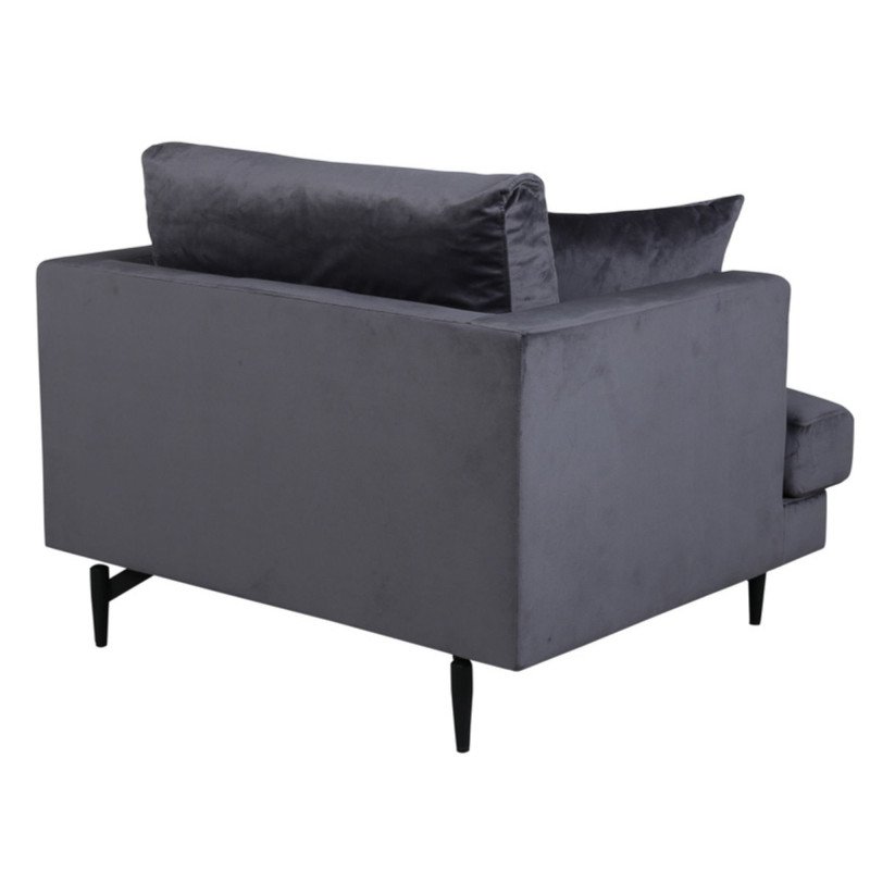 Fauteuil minimaliste gris foncé en velours MANU