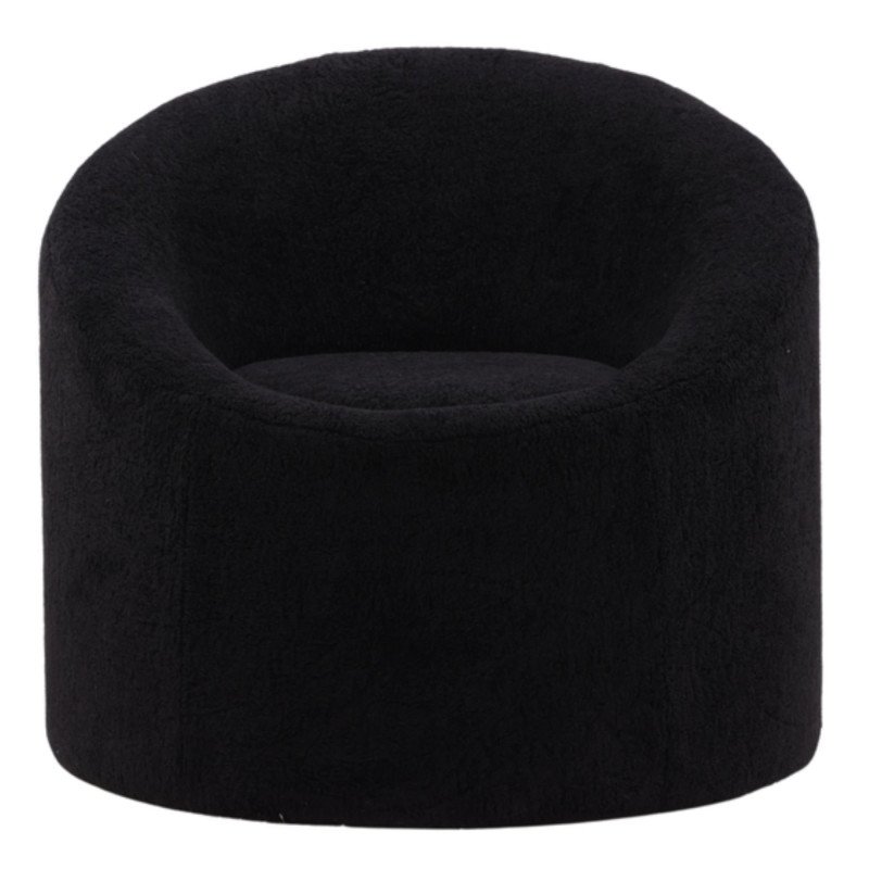 Fauteuil moderne en tissu polaire noir ANTOINE