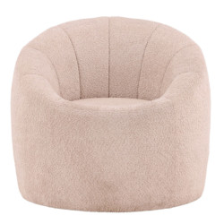 Fauteuil moderne en tissu bouclé beige ANTOINE