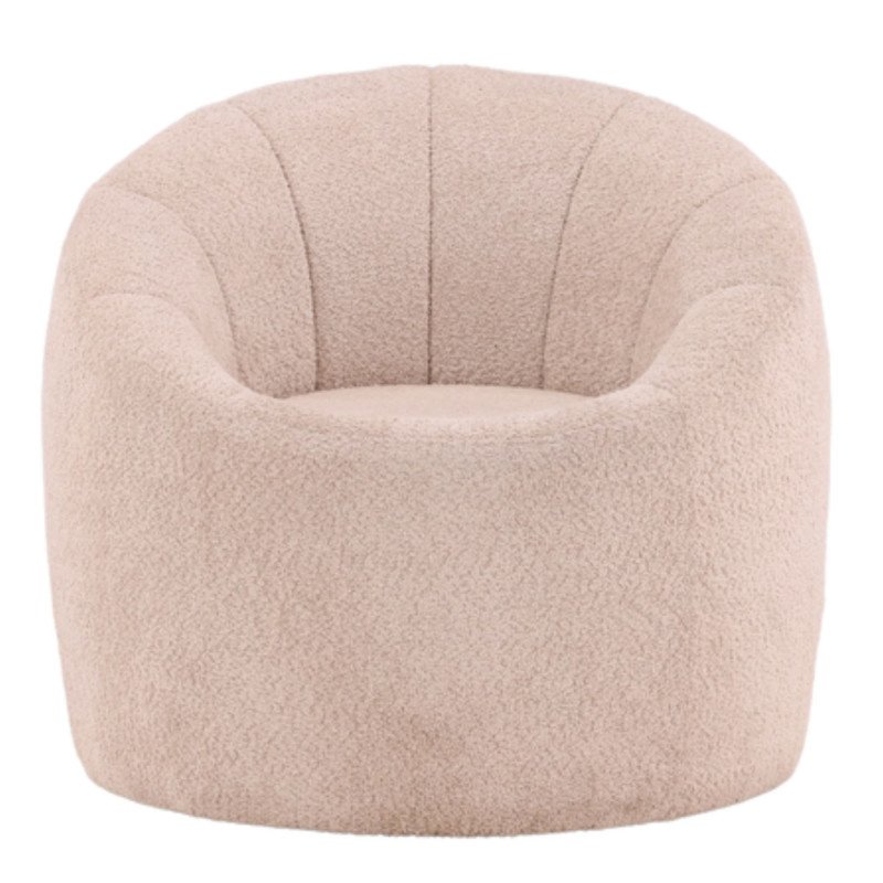 Fauteuil moderne en tissu bouclé beige ANTOINE