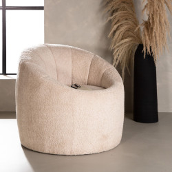 Fauteuil moderne en tissu bouclé beige ANTOINE