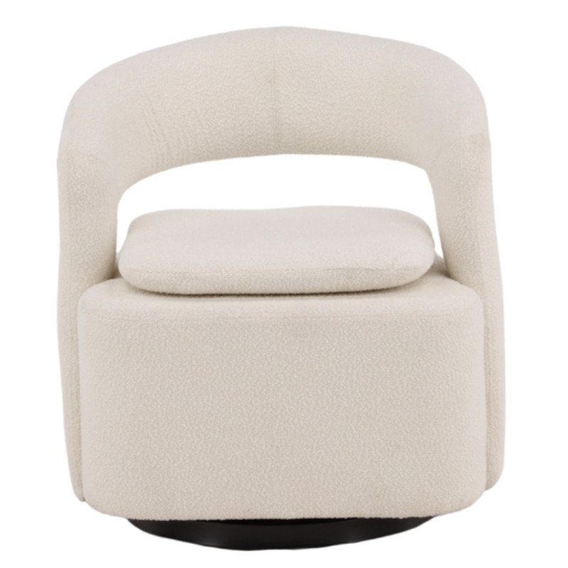 Fauteuil pivotant moderne en tissu bouclé ABEL