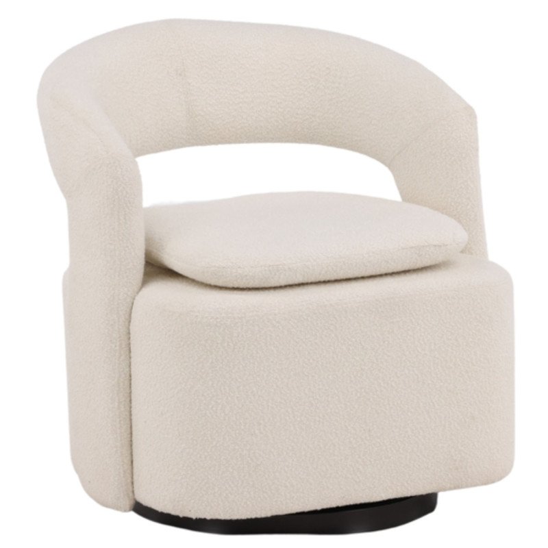 Fauteuil pivotant moderne en tissu bouclé ABEL