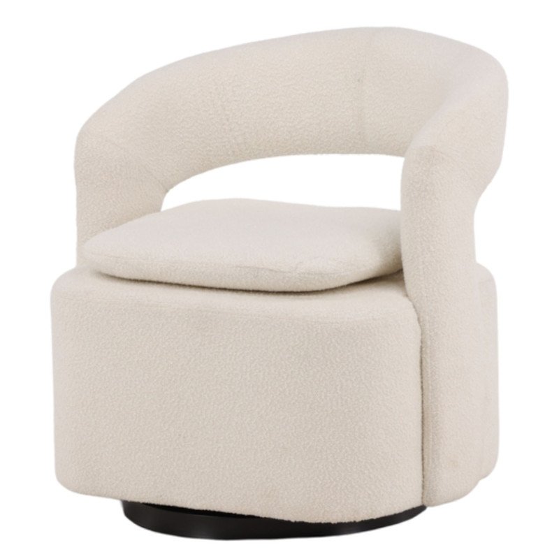 Fauteuil pivotant moderne en tissu bouclé ABEL