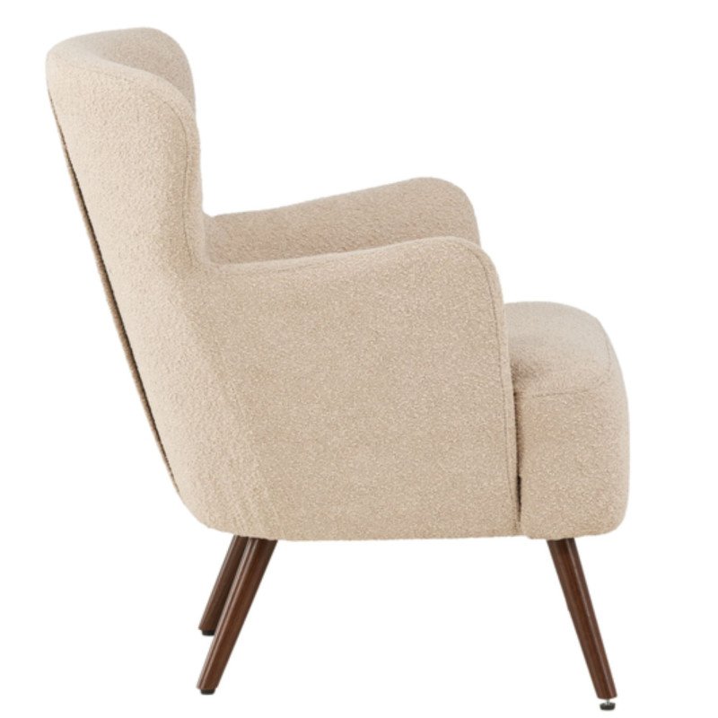 Fauteuil moderne en tissu bouclé beige LUCIEN