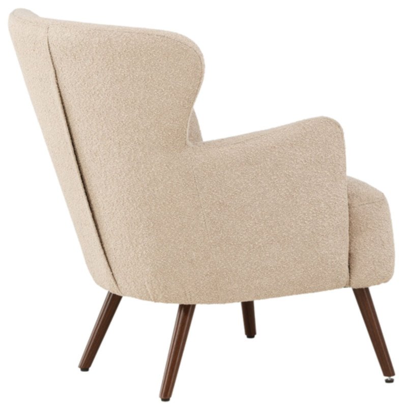 Fauteuil moderne en tissu bouclé beige LUCIEN