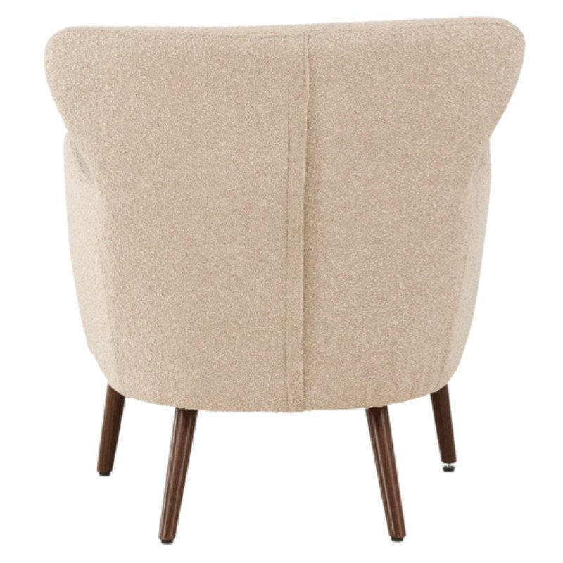 Fauteuil moderne en tissu bouclé beige LUCIEN