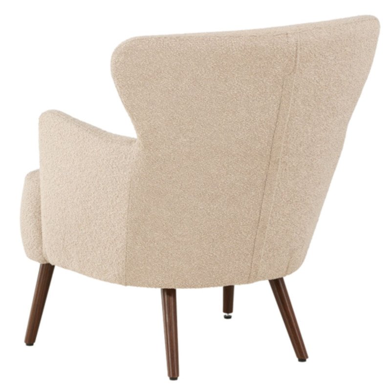 Fauteuil moderne en tissu bouclé beige LUCIEN