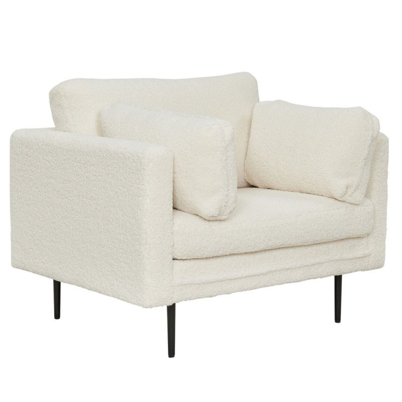 Fauteuil moderne en peluche avec pieds en métal ROMEO